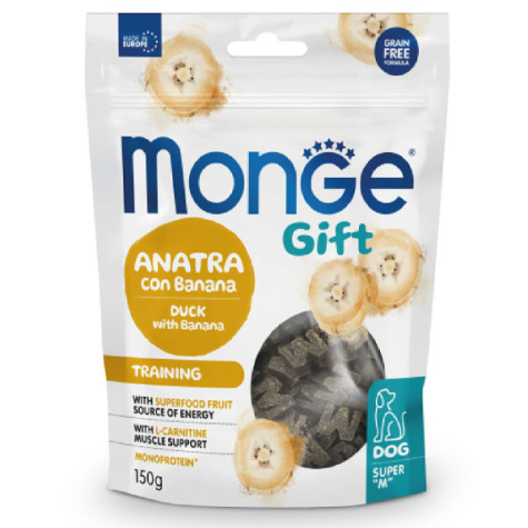 Monge - Snack Gift Dog Adult Super M Training Anatra con Banana - 150GR (Cane) -