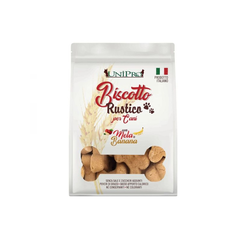Unipro - Biscotto Rustico per Cani con Mela e Banana - 300GR (Cane) Unipro - Biscotto Rustico per Cani con Mela e Banana - 300GR (Cane)