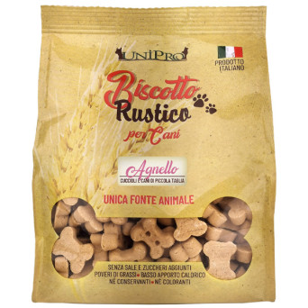 Unipro - Biscotto Rustico per Cani Cuccioli o di Piccola Taglia all' Agnello - 300GR (Cane) - 