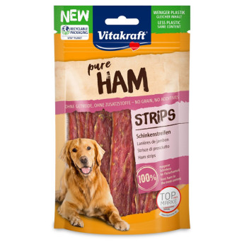 Vitakraft - Dog Snack Pure Ham Strisce di Carne di Prosciutto - 80GR (Cane) - 