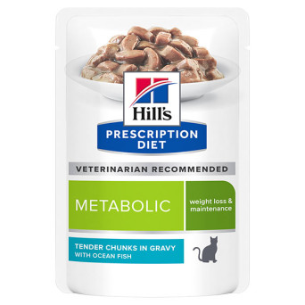 Hill's - Prescription Diet Metabolic con Pesce Oceanico in Bocconcini - 85GR (Gatto) - 