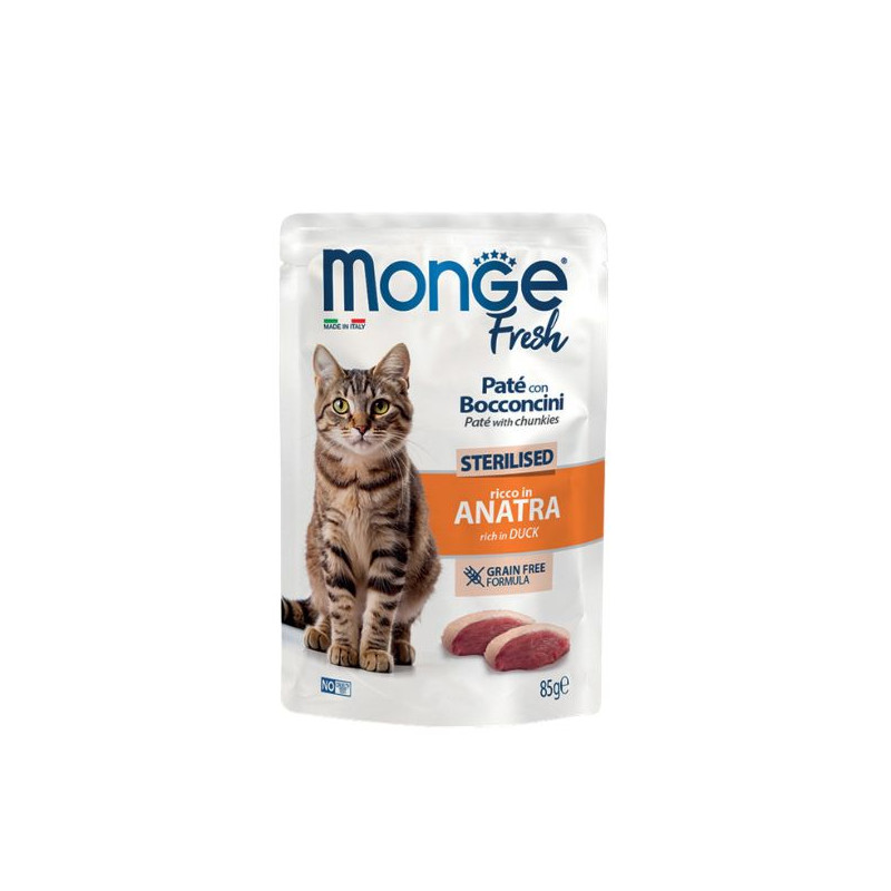 Monge - Pâtée Fresh Cat Adut Sterilised all'Canard 85 g (Chat) Monge - Pâtée Fresh Cat Adut Sterilised all'Canard 85 g (Chat)