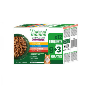 Trainer - Cat Sterilised Straccetti di Pollo, Tonno, Salmone e Manzo Multipack - 12x85GR (Gatto) - 