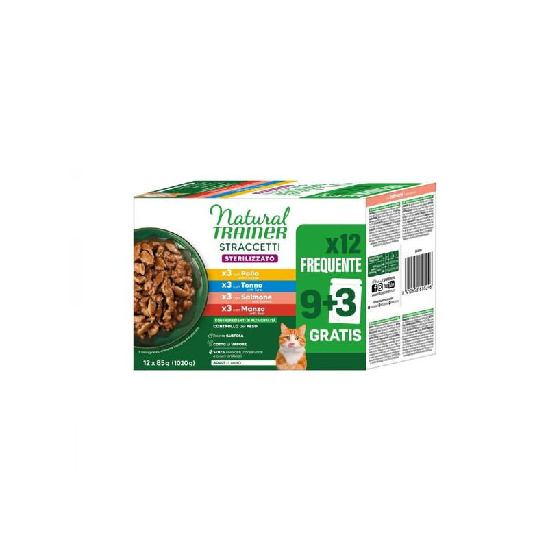 Trainer - Cat Sterilised Straccetti di Pollo, Tonno, Salmone e Manzo Multipack - 12x85GR (Gatto)