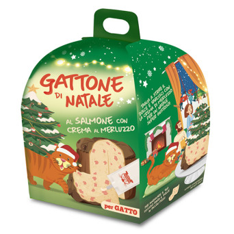 Coltivia - Gattone Di Natale al Salmone con Crema al Merluzzo per Gatti - 72GR (Gatto) - 