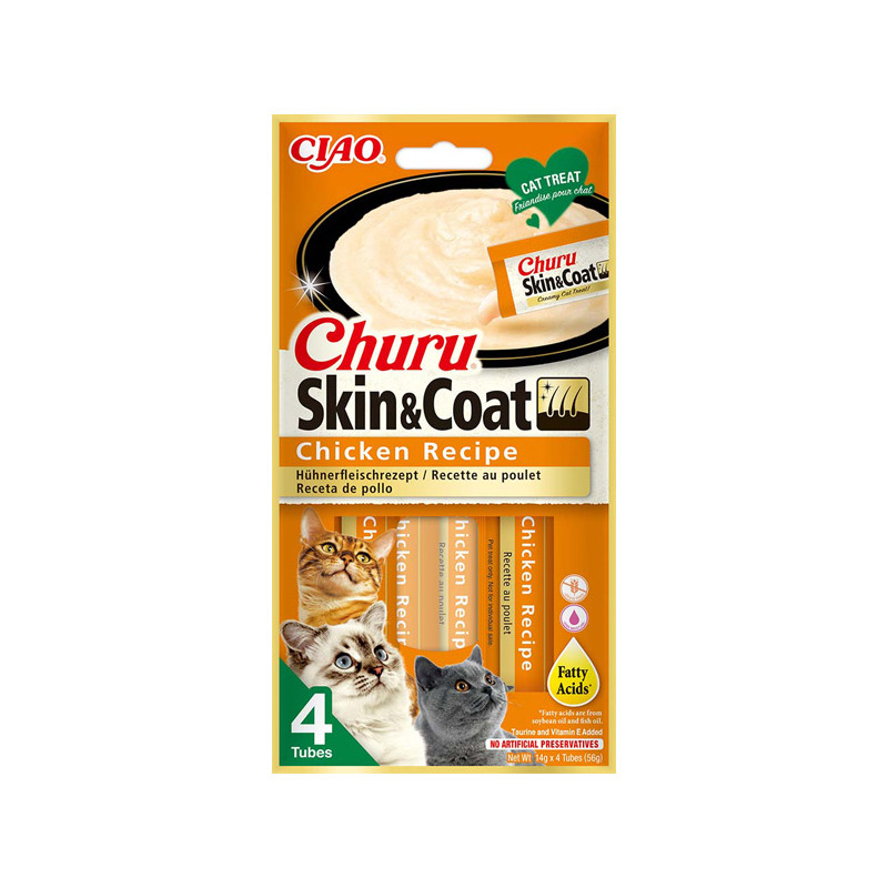 Inaba - Churu Skin&coat al pollo - 4 Sticks x 14Gr. (Gatto) Inaba - Churu Skin&coat al pollo - 4 Sticks x 14Gr. (Gatto)