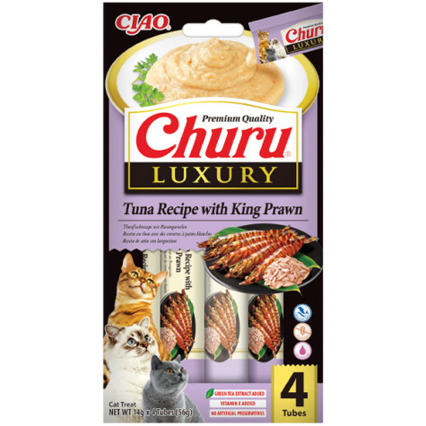 Inaba - Churu Luxury al tonno e gamberoni - 4 Sticks x 14Gr. (Gatto) - 