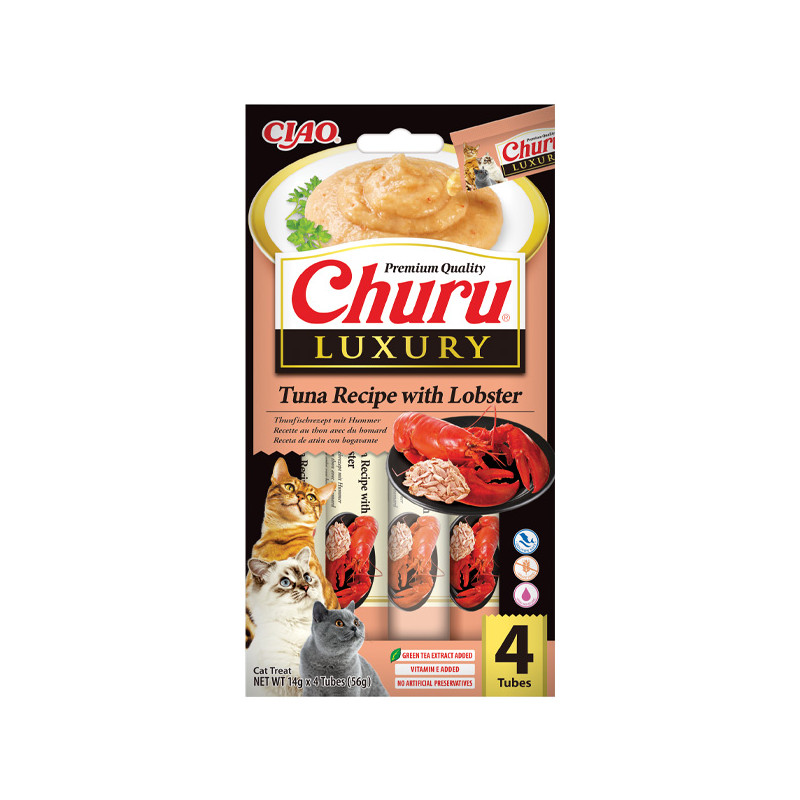 Inaba - Churu Luxury mit Thunfisch und aragosta - 4 Sticks x 14Gr. (Katze) Inaba - Churu Luxury mit Thunfisch und aragosta - 4 Sticks x 14Gr. (Katze)
