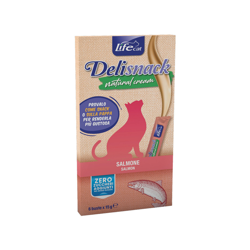 Life Pet Care - Life Cat Deli Snack Natural Cream Salmone - 6 Snack (Gatto)