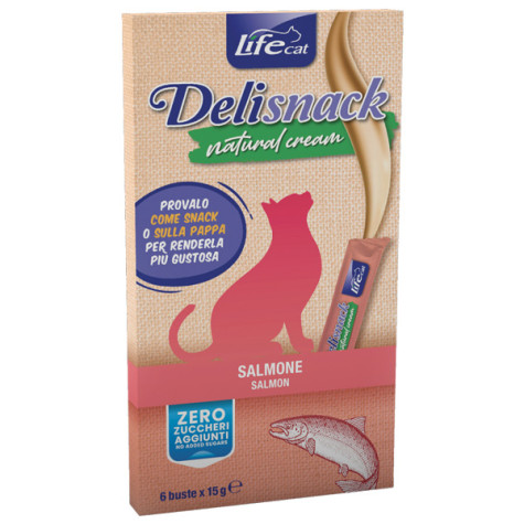 Life Pet Care - Life Cat Deli Snack Natural Cream Salmone - 6 Snack (Gatto) -