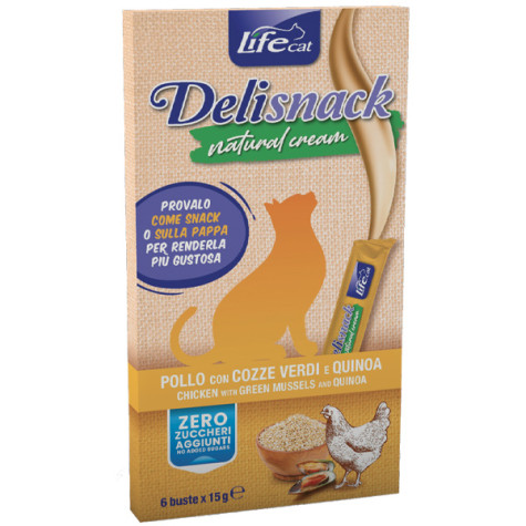 Life Pet Care - Life Cat Deli Snack Natural Cream Pollo - 6 Snack (Gatto) - 
