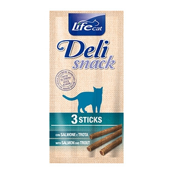 Life Pet Care - Life Cat Deli Snack Salmone e Trota - 3 Stick da 5GR (Gatto) -