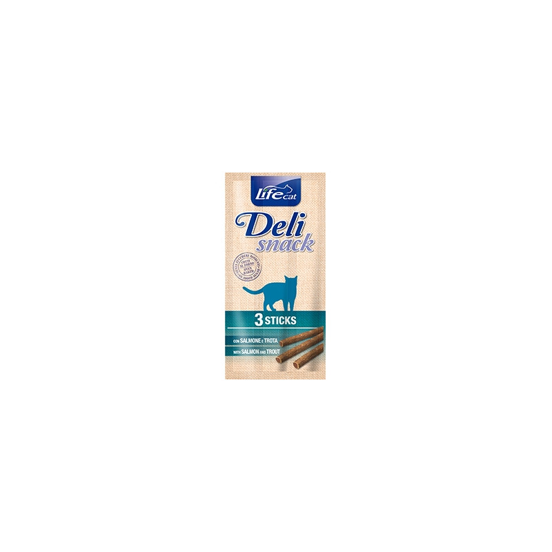 Life Pet Care - Life Cat Deli Snack Saumon e Trota - 3 Stick da 5 g (Chat)