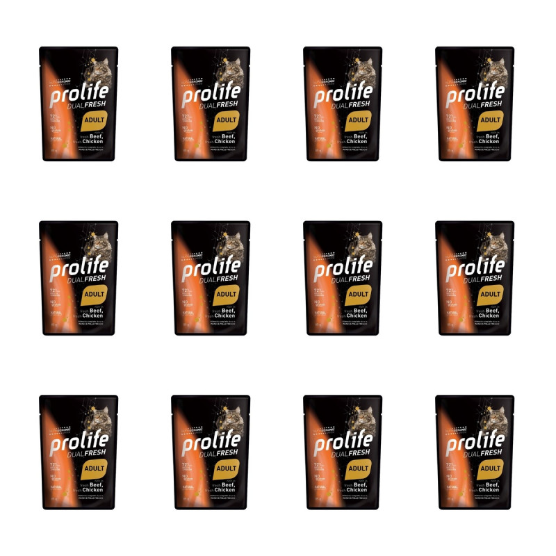 Prolife - Dual Fresh Adult Beef Chicken 85 g.x12 Prolife - Dual Fresh Adult Beef Chicken 85 g.x12