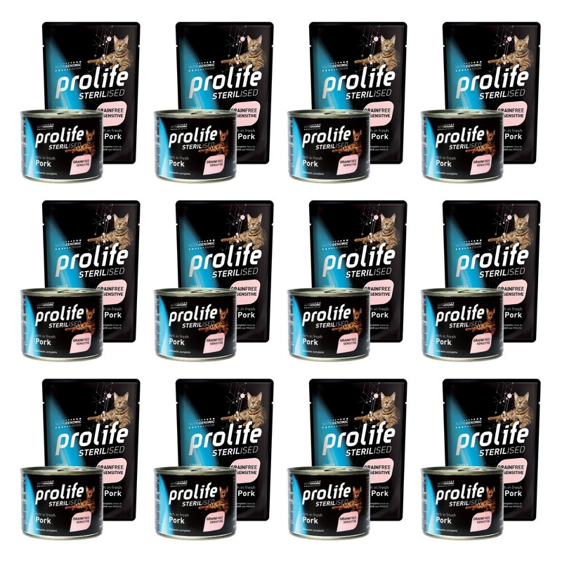Prolife - Sterilisiertes getreidefreies erwachsenes Schweinefleisch 12x85gr Prolife - Sterilisiertes getreidefreies erwachsenes Schweinefleisch 12x85gr