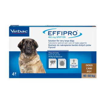 Virbac Effipro - Antiparasitaire spot on pour chiens - 4 Pipette - XLarge - 40 a 60 Kg -