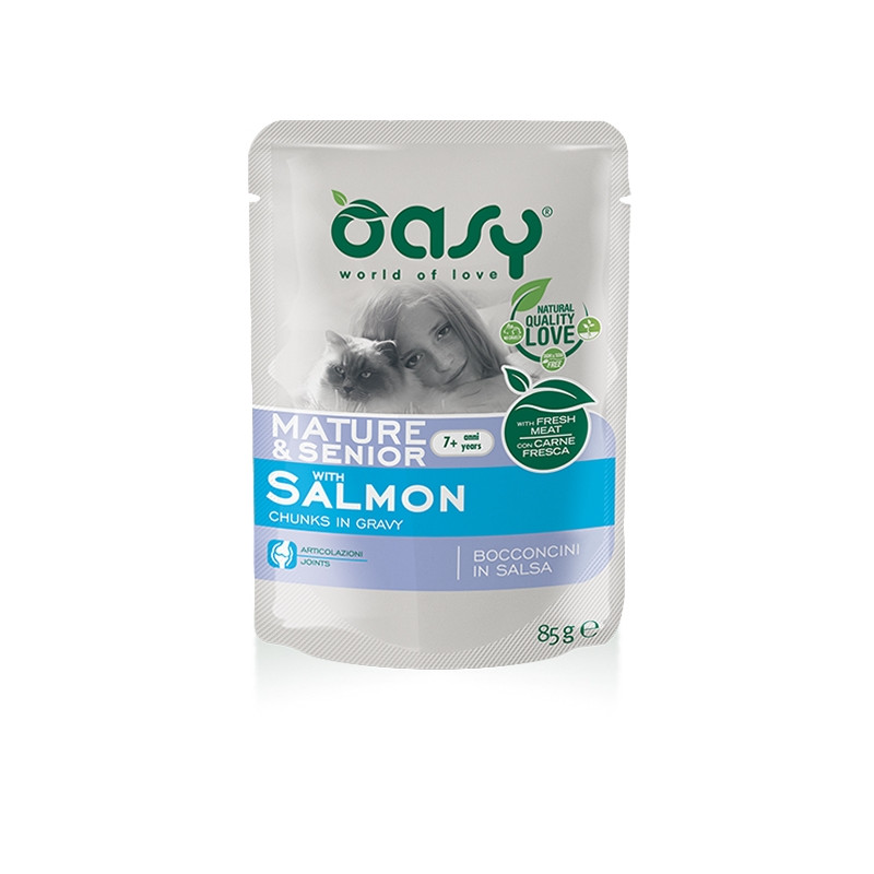 OASY Bouchées in Salsa Mature & Senior con Saumon - 85GR OASY Bouchées in Salsa Mature & Senior con Saumon - 85GR
