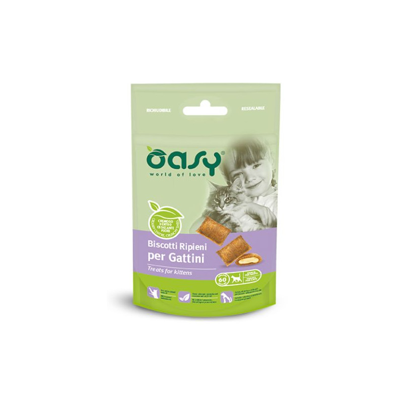 OASY Snack Biscotti ripieni per Gattini - 60GR OASY Snack Biscotti ripieni per Gattini - 60GR