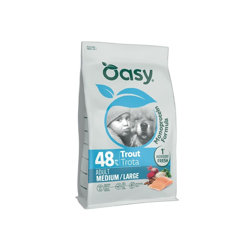 OASY Monoprotein Formula Dog Adult Medium&Large con trota - 10KG OASY Monoprotein Formula Dog Adult Medium&Large con trota - 10KG