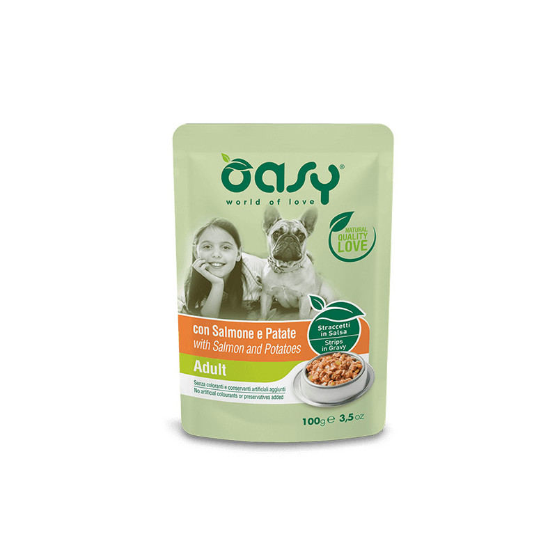 OASY Straccetti in SalsaAdult con Salmone e Patate - 100GR OASY Straccetti in SalsaAdult con Salmone e Patate - 100GR