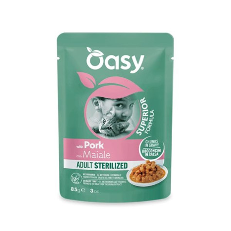OASY Bouchées in Salsa Cat Sterilized con Porc - 85GR - 