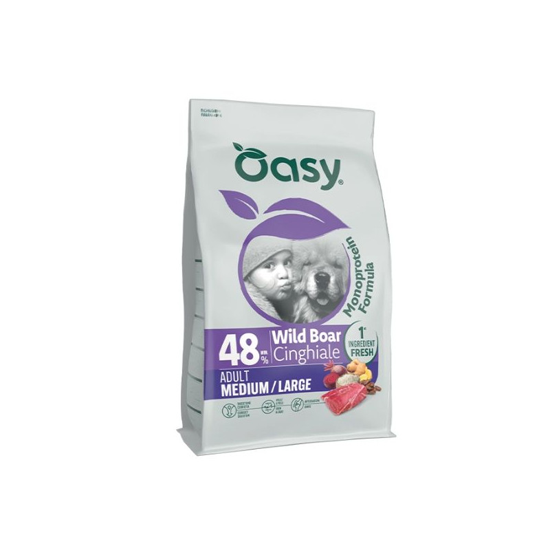 OASY Monoprotein Formula Dog Adult Medium&Large al cinghiale - 10KG OASY Monoprotein Formula Dog Adult Medium&Large al cinghiale - 10KG