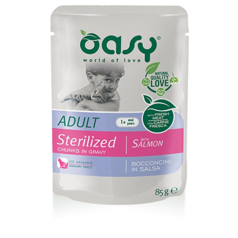 OASY Bouchées in Salsa Adult Sterilized con Saumon - 85GR - 