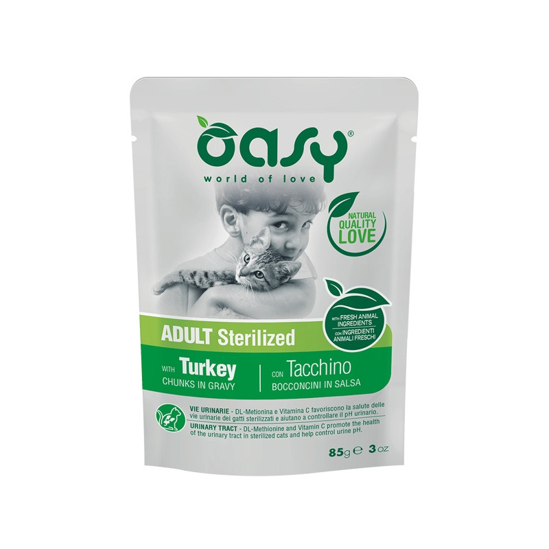 OASY Bouchées in Salsa Adult Sterilized con Dinde - 85GR OASY Bouchées in Salsa Adult Sterilized con Dinde - 85GR