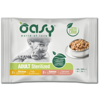 OASY Bocconcini in Salsa Adult Multipack per Gatti Sterilized - da 85 Gr. - 