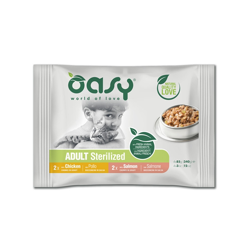 OASY Bocconcini in Salsa Adult Multipack per Gatti Sterilized - da 85 Gr.