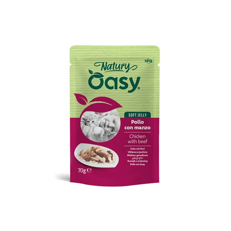 OASY Cat Adult Natury Poulet Con Bœuf Soft Jelly - 70GR