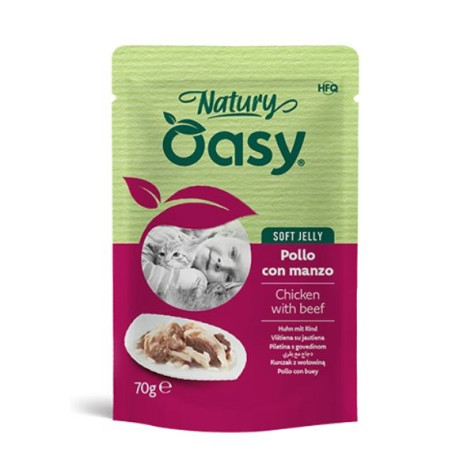 OASY Cat Adult Natury Poulet Con Bœuf Soft Jelly - 70GR - 