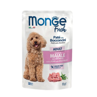 MONGE Fresh Pâté Dog Adult al Porc e Ortaggi - 85GR - 