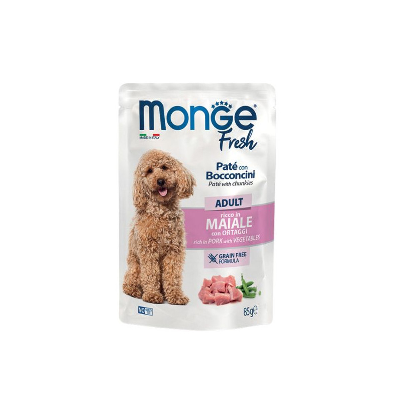 MONGE Fresh Pâté Dog Adult al Porc e Ortaggi - 85GR MONGE Fresh Pâté Dog Adult al Porc e Ortaggi - 85GR