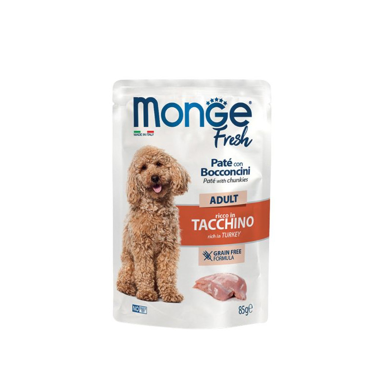 MONGE Fresh Pâté Dog Adult al Dinde - 85GR MONGE Fresh Pâté Dog Adult al Dinde - 85GR