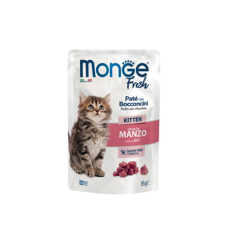 MONGE Fresh Pastete Cat Kitten al Rind - 85GR MONGE Fresh Pastete Cat Kitten al Rind - 85GR
