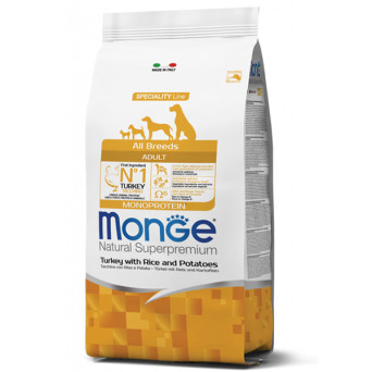 MONGE Natural Superpremium All Breeds Adult Natural Superpremium Pute con Riso e Patate - 2,50KG -