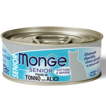 MONGE Natural Superpremium Jelly Senior Filetti di Thon e Alici - 80GR - 