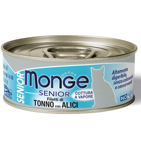 MONGE Natural Superpremium Jelly Senior Filetti di Thon e Alici - 80GR - 