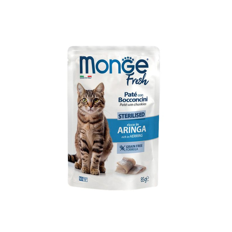 MONGE Pâté Fresh Cat Adult Sterilised all' Aringa - 85GR MONGE Pâté Fresh Cat Adult Sterilised all' Aringa - 85GR
