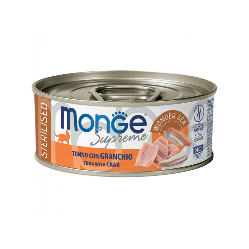 MONGE Supreme Sterilised Adult Cat Tuna Granchio - 80GR MONGE Supreme Sterilised Adult Cat Tuna Granchio - 80GR