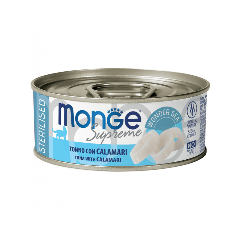 MONGE Supreme Sterilised Adult Cat Tuna Calamari - 80GR MONGE Supreme Sterilised Adult Cat Tuna Calamari - 80GR