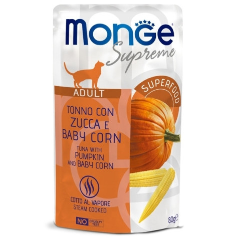 MONGE Supreme Adult Pezzetti di Thon con Zucca e Baby Mais - 80GR - 