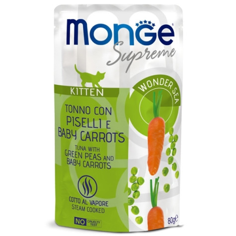 MONGE Supreme Kitten Pezzetti di Thon con Piselli e Carote Baby - 80GR - 