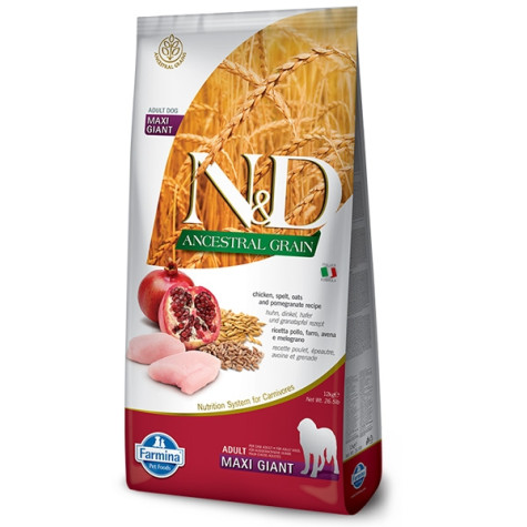 Farmina Natural & Delicious Ancestral Grain Adult Maxi & Giant con Pollo, Farro, Avena e Melograno - 12KG - 