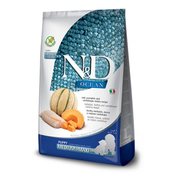 Farmina Natural & Delicious Medium Maxi Ocean Puppy con Merluzzo, Zucca e Cantalupo - 12KG -