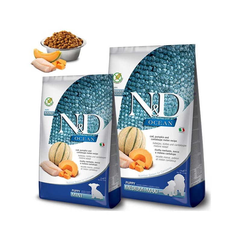 Farmina Natural & Delicious Mini Ocean Puppy con Merluzzo, Zucca e Cantalupo - 800GR Farmina Natural & Delicious Mini Ocean Puppy con Merluzzo, Zucca e Cantalupo - 800GR