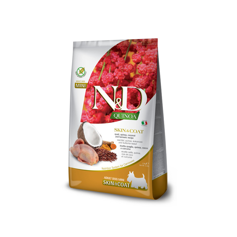 Farmina Natural & Delicious Mini Quinoa Skin & Coat Quaglia Grain Free - 800GR Farmina Natural & Delicious Mini Quinoa Skin & Coat Quaglia Grain Free - 800GR
