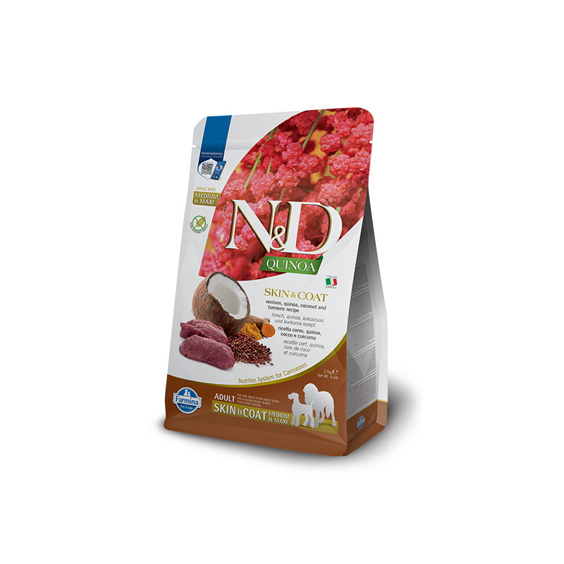 Farmina Natural & Delicious Medium & Maxi Quinoa Skin & Coat Cervo Grain Free - 7KG Farmina Natural & Delicious Medium & Maxi Quinoa Skin & Coat Cervo Grain Free - 7KG