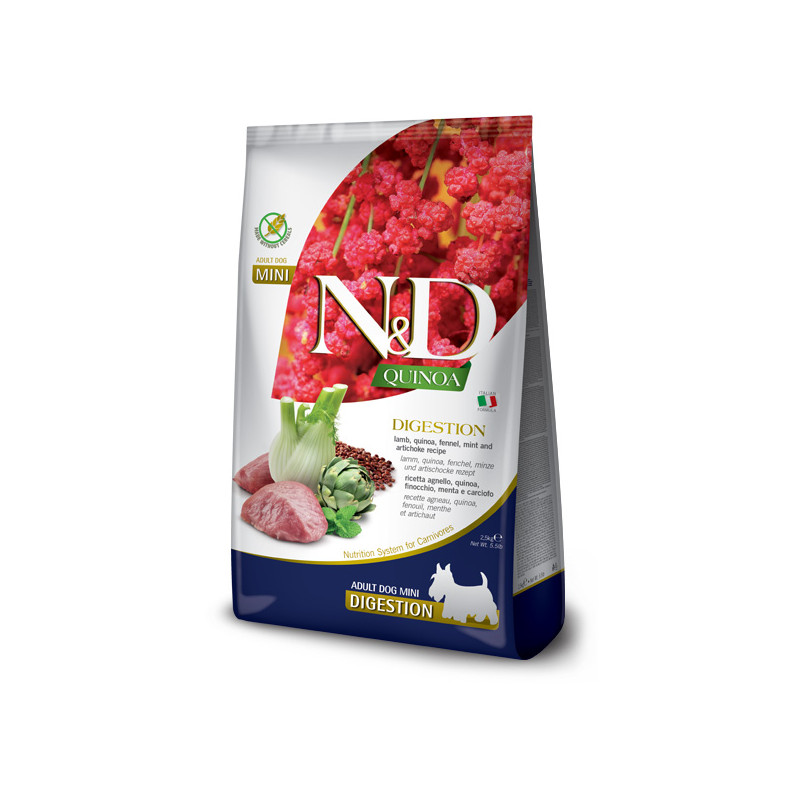 Farmina Natural & Delicious Mini Quinoa Digestion Agnello Grain Free - 800GR Farmina Natural & Delicious Mini Quinoa Digestion Agnello Grain Free - 800GR